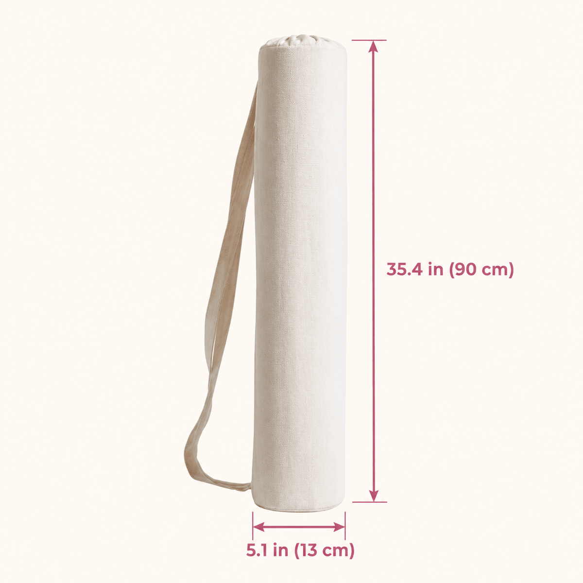 Dimension diagram of the canvas mahjong mat storage bag: 35.4 in (90 cm) long and 5.1 in (13 cm) wide.