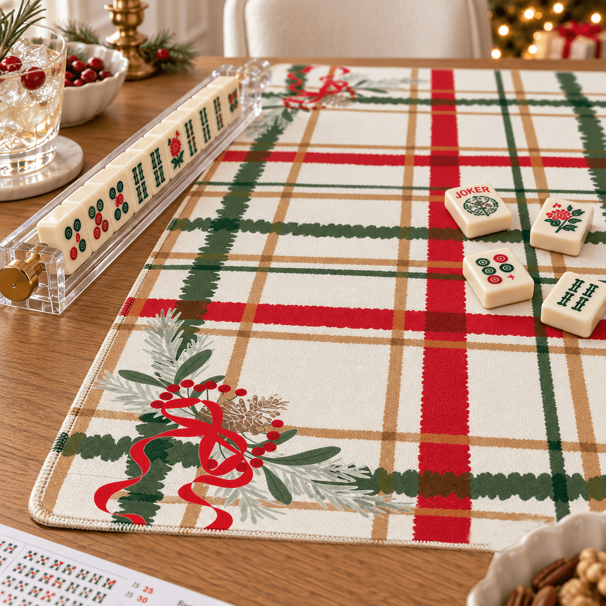 Christmas Plaid Mahjong Mat - MahjCove