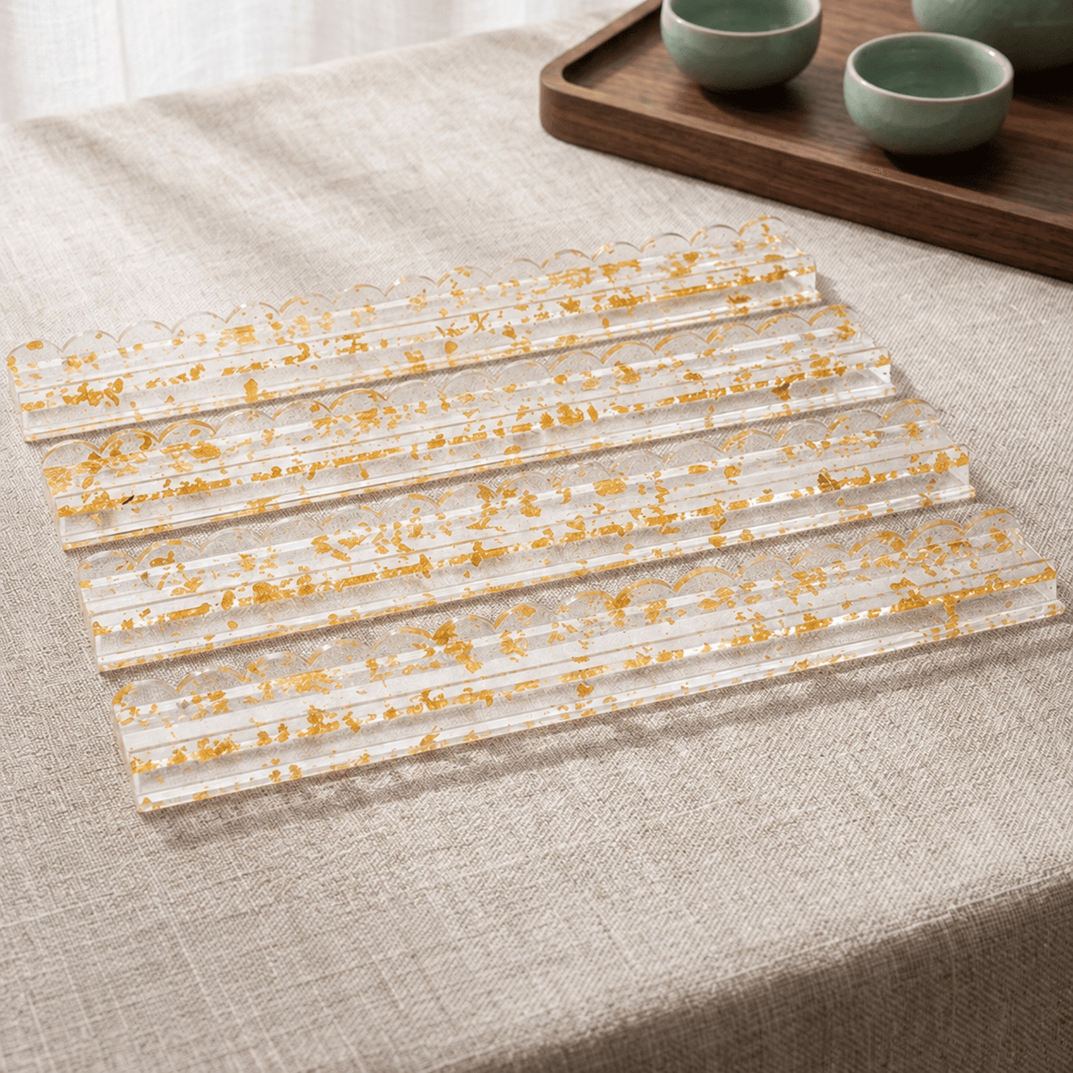 Gold Foil Acrylic Mahjong Rack Set - MahjCove