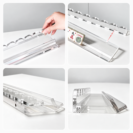17.5-inch clear acrylic mahjong rack 4-piece set