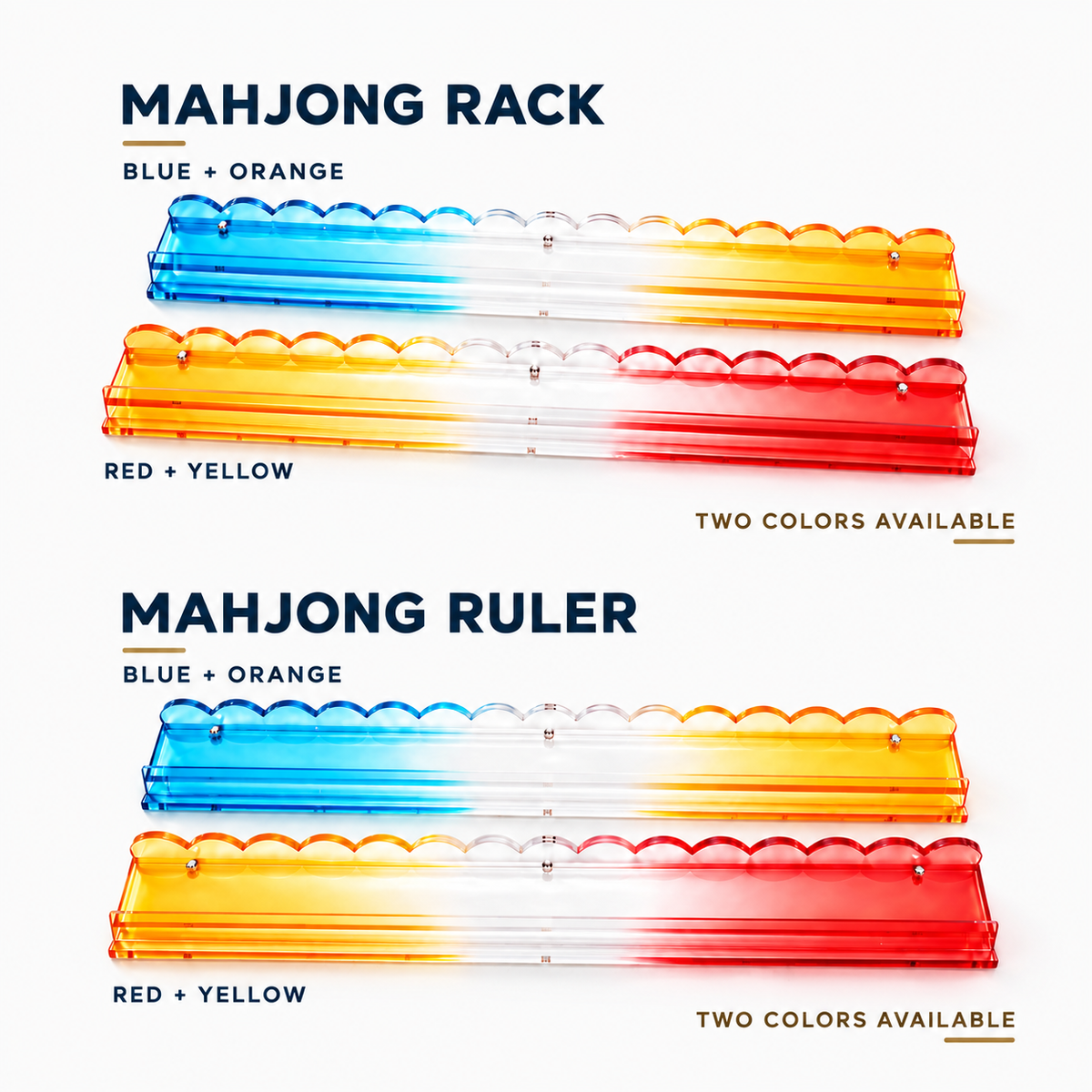 Close-up detail of the MahjCove gradient acrylic mahjong rack