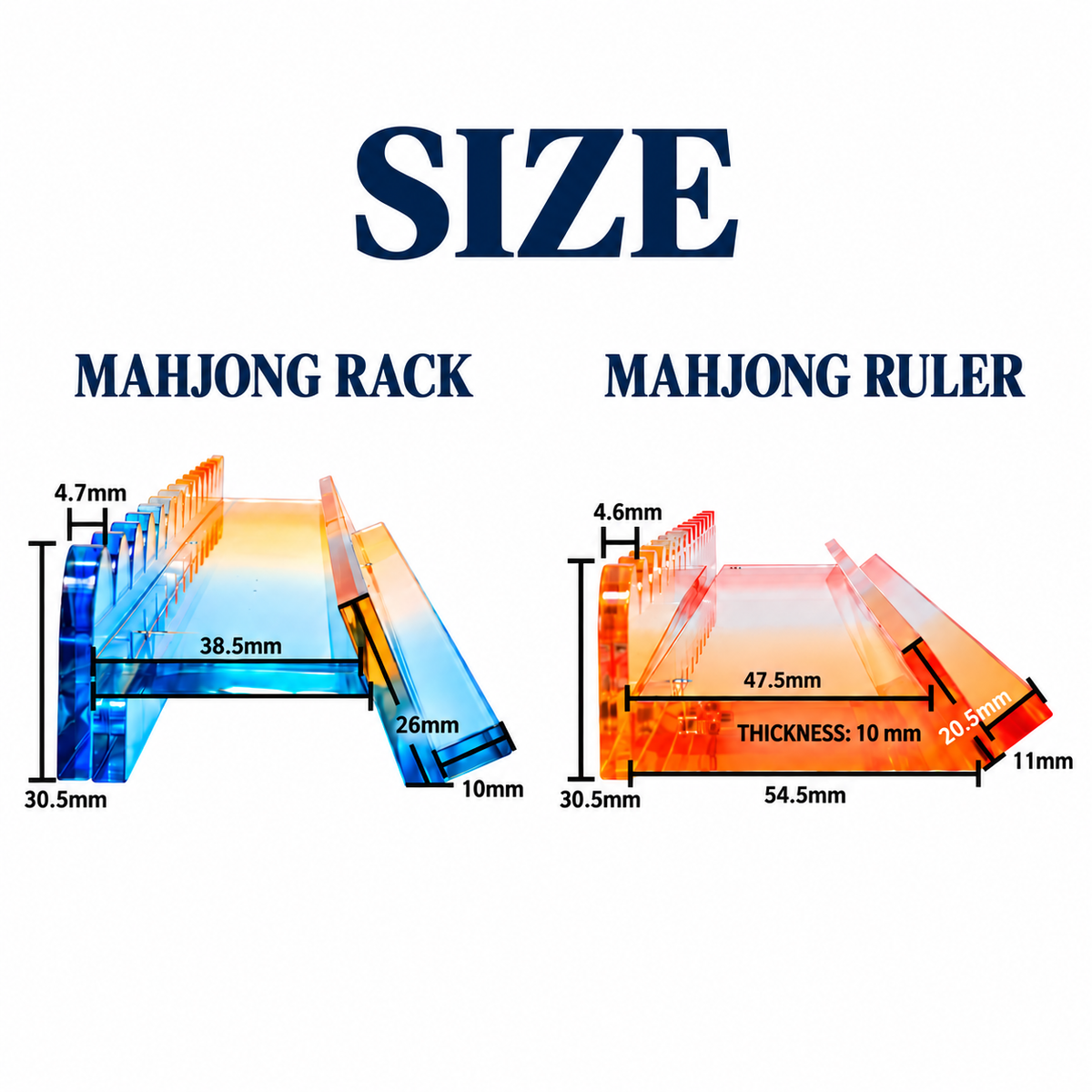 MahjCove gradient mahjong rack size reference image