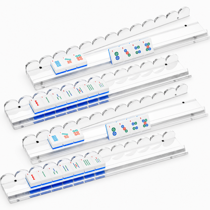 Clear acrylic mahjong rack holding mahjong tiles