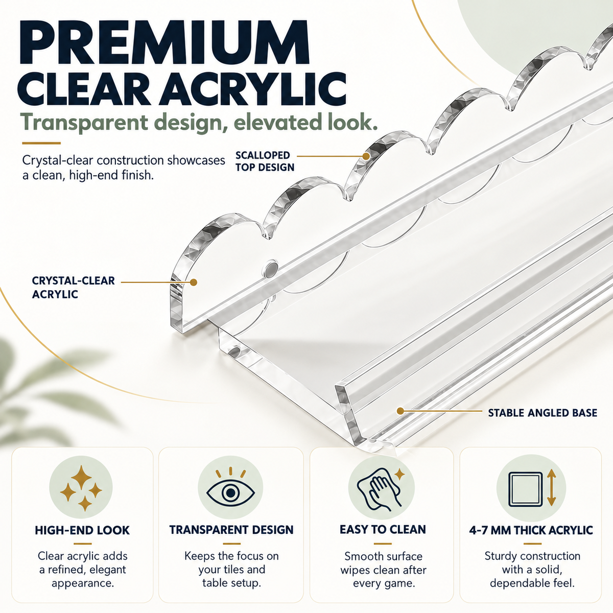 Premium clear acrylic mahjong rack detail image